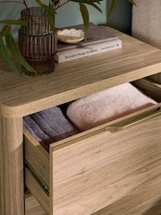 Mid Natural Arlo Arlo Oak Effect 2 Drawer Wide Bedside Table - Image 4 of 9