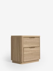 Mid Natural Arlo Arlo Oak Effect 2 Drawer Wide Bedside Table - Image 6 of 9