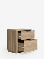 Mid Natural Arlo Arlo Oak Effect 2 Drawer Wide Bedside Table - Image 7 of 9