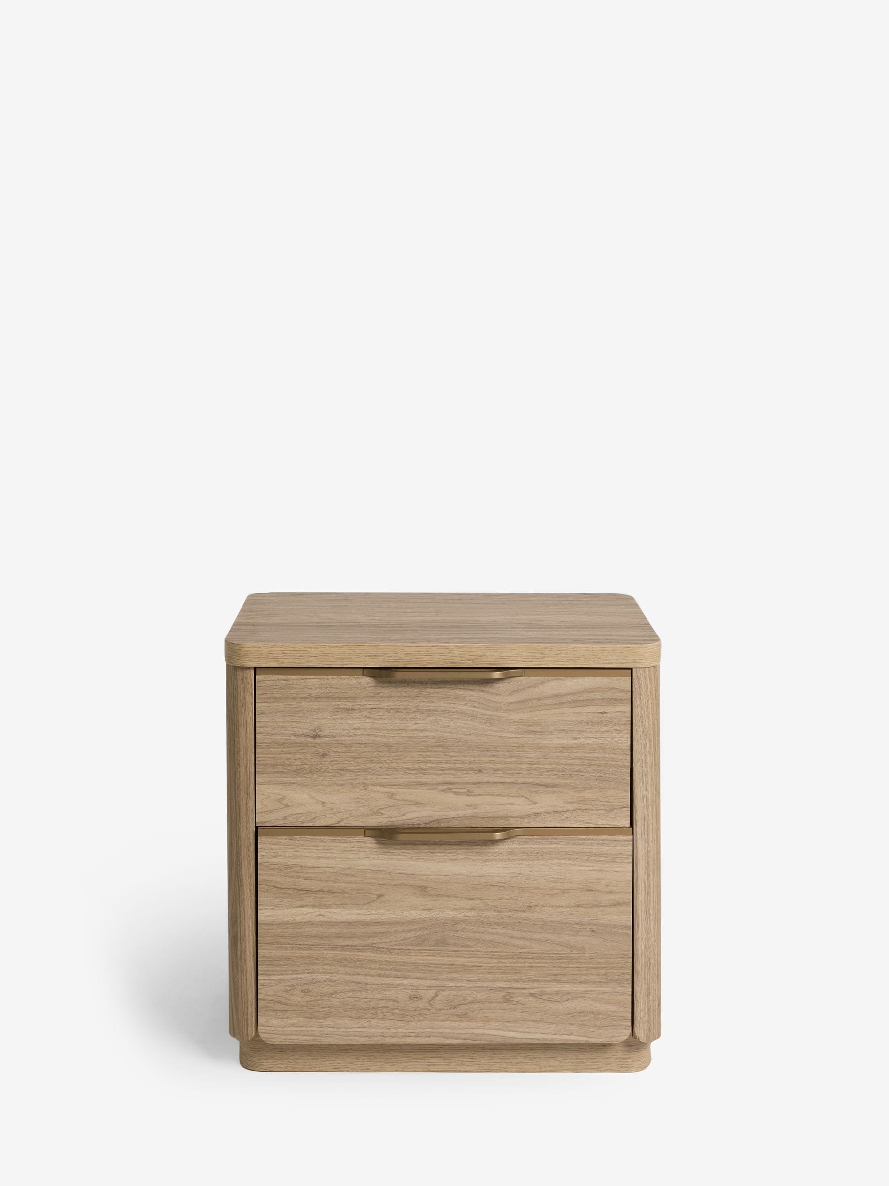 Buy Mid Natural Arlo Arlo Oak Effect 2 Drawer Wide Bedside Table from the Next UK online shop