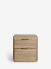 Mid Natural Arlo Arlo Oak Effect 2 Drawer Wide Bedside Table - Image 8 of 9