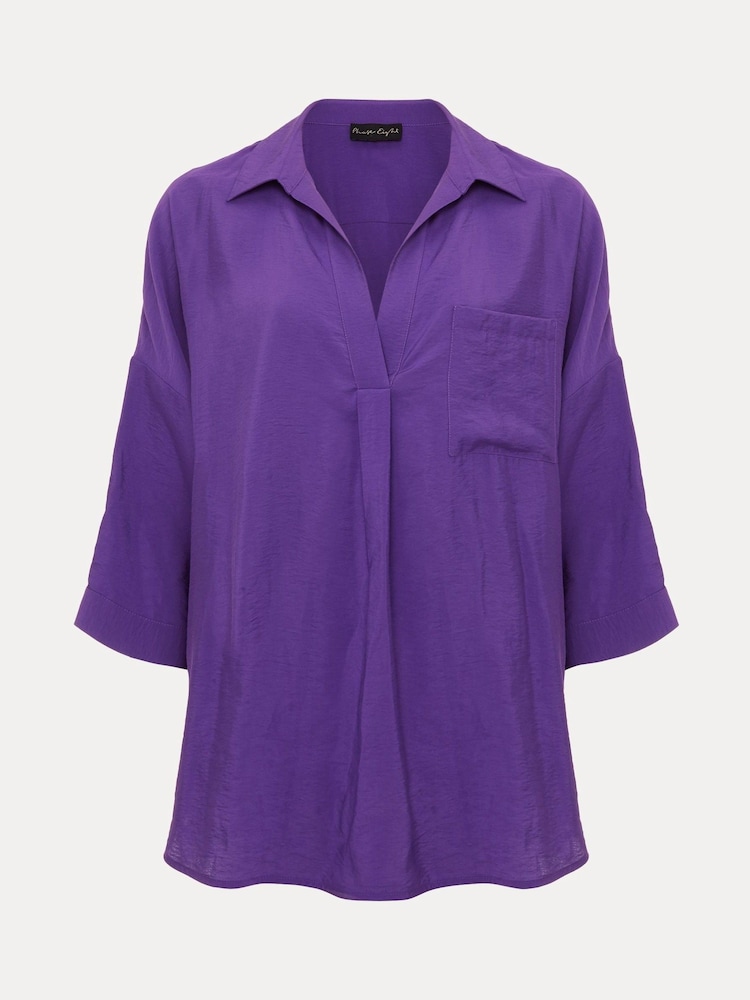 Phase Eight Purple Cynthia Longline Shirt - Image 6 of 6