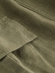 Khaki Green Linen Blend Cargo Wide Leg Trousers - Image 6 of 6