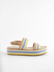 Blue/Yellow Espadrille Flatform Sandals - Image 4 of 8