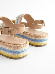 Blue/Yellow Espadrille Flatform Sandals - Image 5 of 8