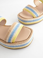Blue/Yellow Espadrille Flatform Sandals - Image 6 of 8