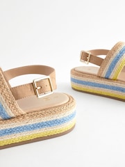 Blue/Yellow Espadrille Flatform Sandals - Image 7 of 8