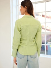 Sage Green Crinkle Long Sleeve Wrap Shirt - Image 3 of 6