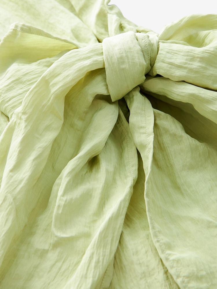 Sage Green Crinkle Long Sleeve Wrap Shirt - Image 6 of 6