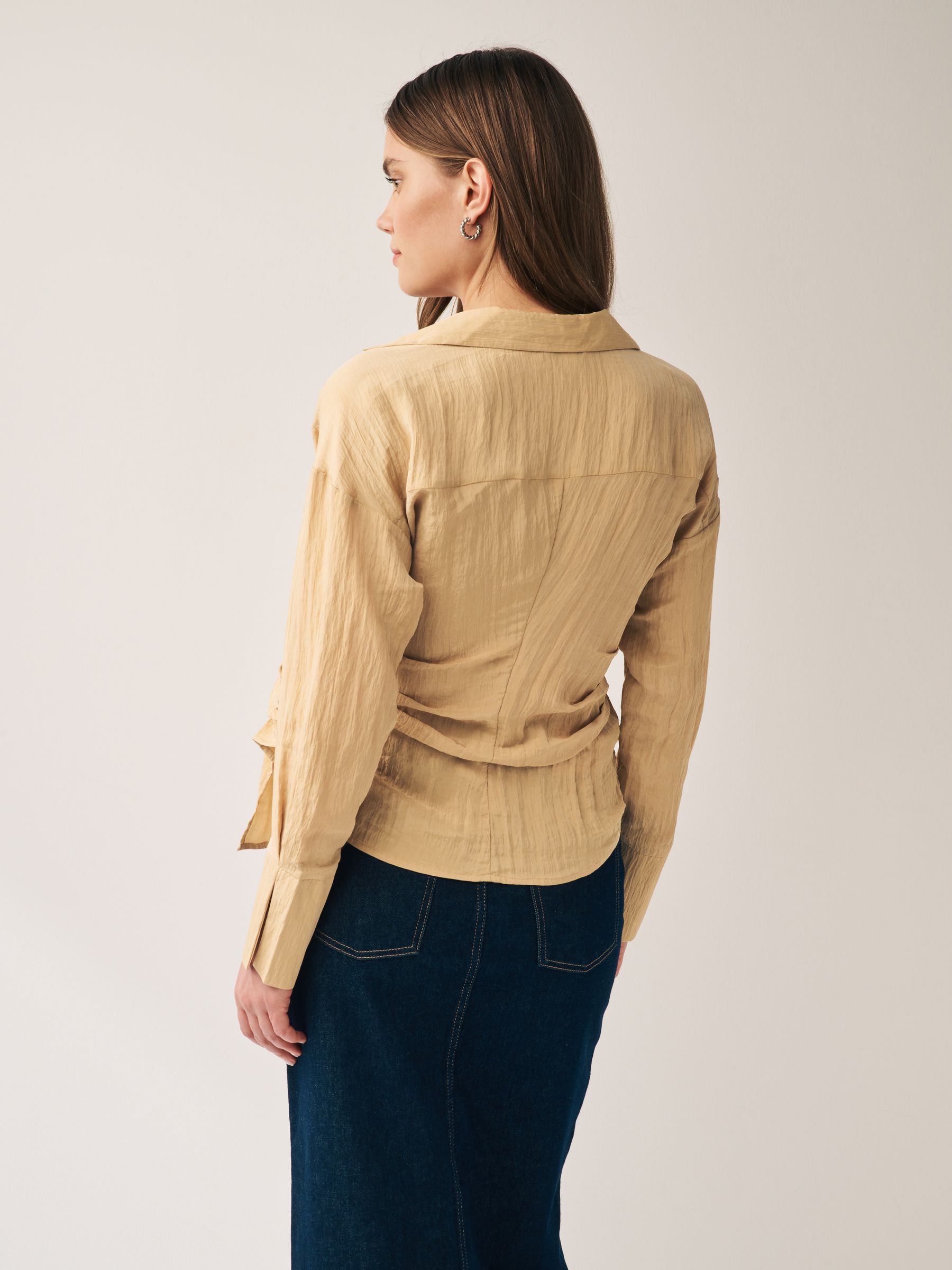 最新の激安 Wrap Sleeve Long Crinkle Brown Tan Buy Shirt Next from トップス