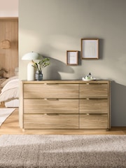 Mid Natural Arlo Oak Effect 6 Drawer Chest of Drawers - Image 2 of 10