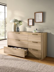 Mid Natural Arlo Oak Effect 6 Drawer Chest of Drawers - Image 3 of 10