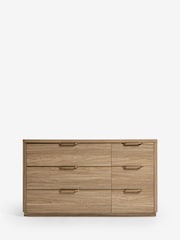 Mid Natural Arlo Oak Effect 6 Drawer Chest of Drawers - Image 4 of 10