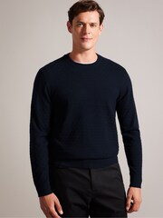 Ted Baker Blue Loung Long Sleeve T Stitch Crew Neck T-Shirt - Image 1 of 5