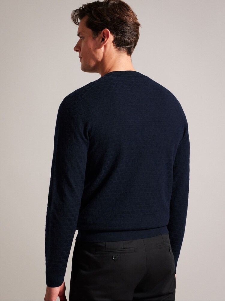 Ted Baker Blue Loung Long Sleeve T Stitch Crew Neck T-Shirt - Image 2 of 5