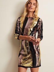 Phase Eight Multi Cassey Rainbow Wave Sequin Black Dress - Image 1 of 6