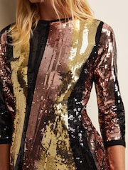 Phase Eight Multi Cassey Rainbow Wave Sequin Black Dress - Image 5 of 6