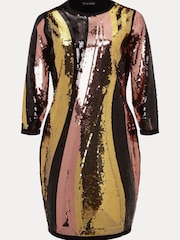 Phase Eight Multi Cassey Rainbow Wave Sequin Black Dress - Image 6 of 6