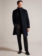 Ted Baker Blue Ederson Wool Blend Funnel Neck Coat - Image 2 of 6