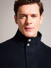 Ted Baker Blue Ederson Wool Blend Funnel Neck Coat - Image 4 of 6