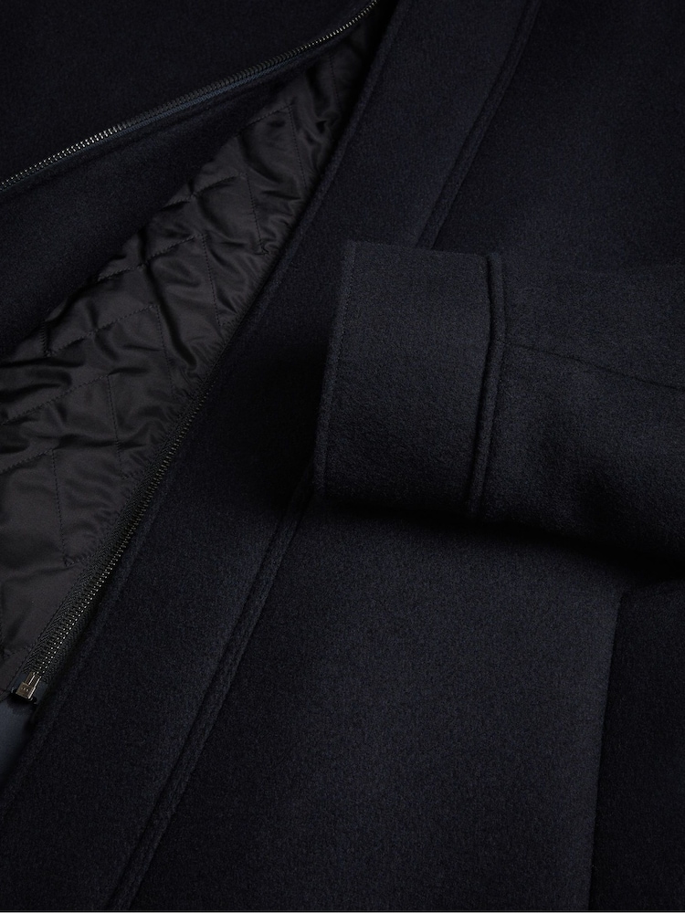 Ted Baker Blue Ederson Wool Blend Funnel Neck Coat - Image 6 of 6
