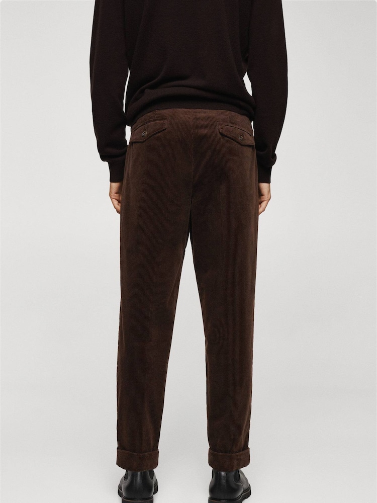 Mango Brown Regular Fit Corduroy Trousers - Image 2 of 6