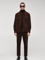 Mango Brown Regular Fit Corduroy Trousers - Image 3 of 6