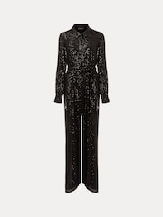 Phase Eight Alessandra Sequin Shirt Black Jumpsuit - Image 7 of 7