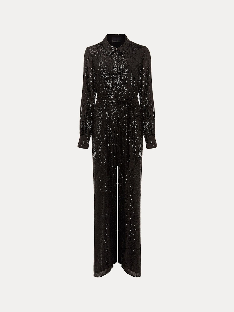 Phase Eight Alessandra Sequin Shirt Black Jumpsuit - Image 7 of 7
