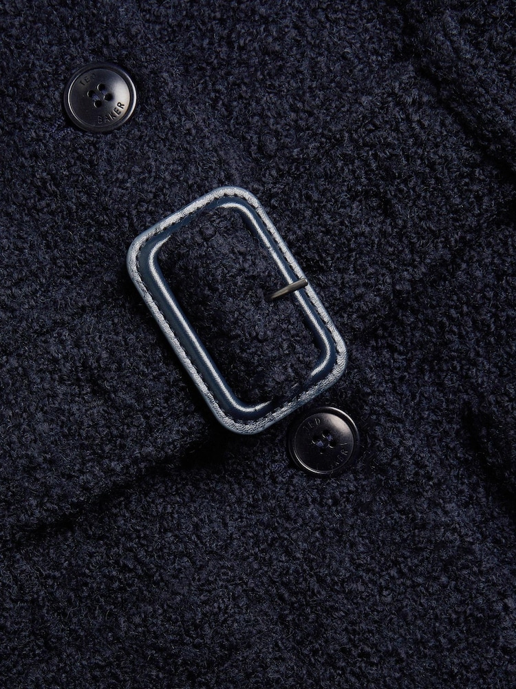 Ted Baker Slim Fit Lyddiia Blue Coat With Faux Fur Collar And Cuffs - Image 6 of 6