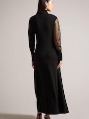 Черное трикотажное платье макси Ted Baker Leonhaa - Изображение 2 из 5