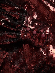 Ted Baker Red Emaleee Plunge Neck Sequin Midi Dress - Image 4 of 5