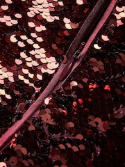 Ted Baker Red Emaleee Plunge Neck Sequin Midi Dress - Image 5 of 5