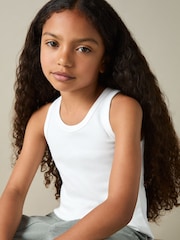 Reiss White Violet 4-9 yrs Cotton Blend Ribbed Vest - Image 1 of 6