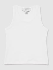 Reiss White Violet 4-9 yrs Cotton Blend Ribbed Vest - Image 2 of 6