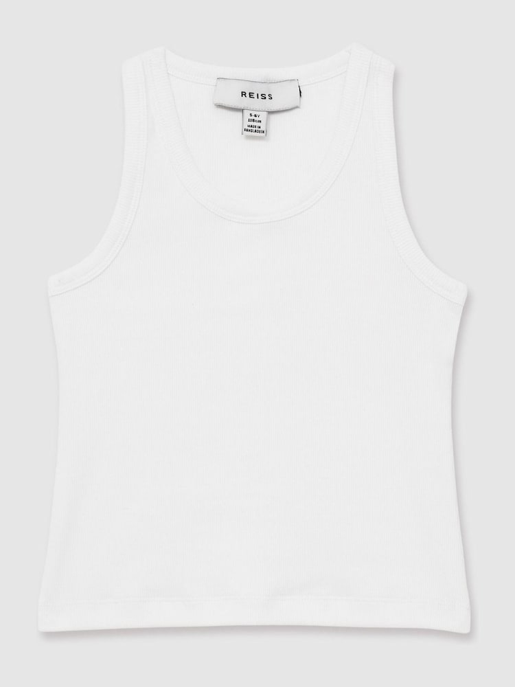 Reiss White Violet 4-9 yrs Cotton Blend Ribbed Vest - Image 2 of 6