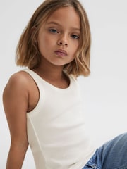 Reiss White Violet 9-13 yrs Cotton Blend Ribbed Vest - Image 1 of 6