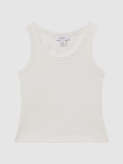 Reiss White Violet 9-13 yrs Cotton Blend Ribbed Vest - Image 2 of 6