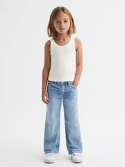 Reiss White Violet 9-13 yrs Cotton Blend Ribbed Vest - Image 3 of 6