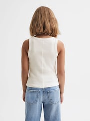 Reiss White Violet 9-13 yrs Cotton Blend Ribbed Vest - Image 5 of 6
