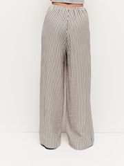Black and White Textured Stripe Wide Leg Trousers - Image 3 of 6