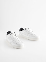 White Leather Brogue Trainers - Image 1 of 6