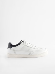 White Leather Brogue Trainers - Image 3 of 6