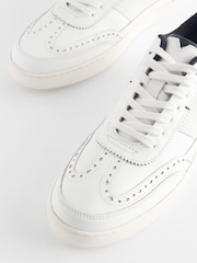 White Leather Brogue Trainers - Image 4 of 6