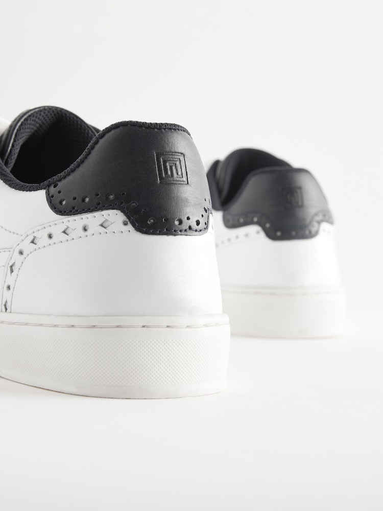 White Leather Brogue Trainers - Image 6 of 6