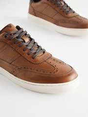 Tan Brown Leather Brogue Trainers - Image 3 of 5