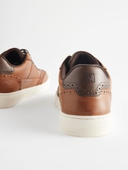 Tan Brown Leather Brogue Trainers - Image 4 of 5