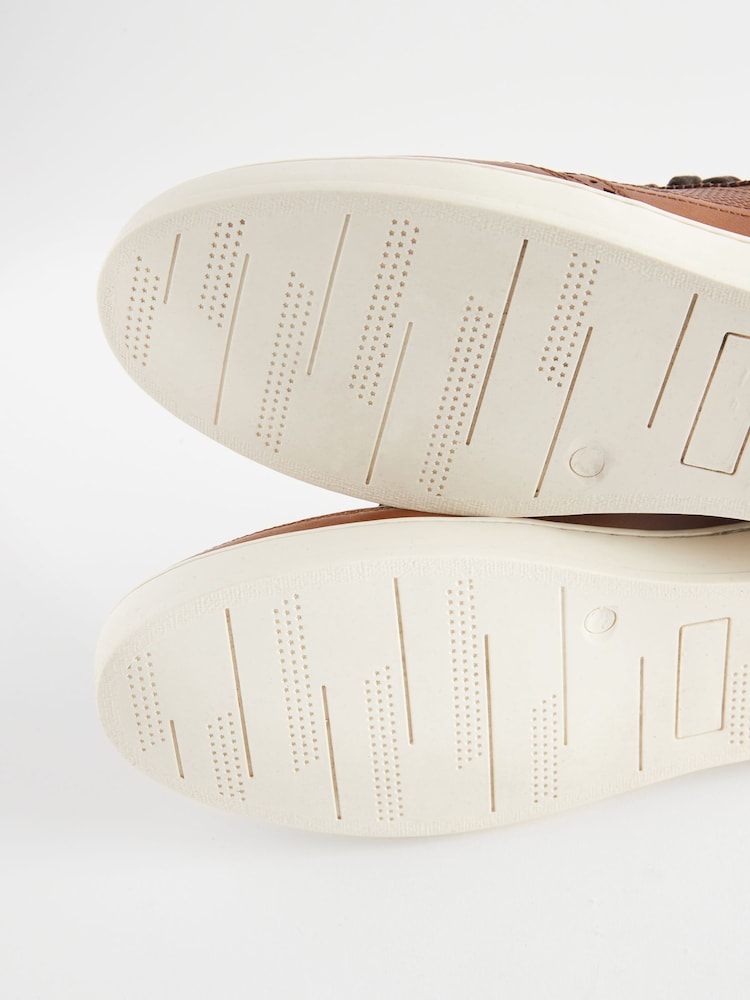 Tan Brown Leather Brogue Trainers - Image 5 of 5