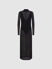 Reiss Black Imelda Sheer Knitted Maxi Dress - Image 2 of 5
