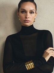 Reiss Black Imelda Sheer Knitted Maxi Dress - Image 5 of 5